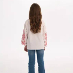 White embroidered shirt for girls with red
