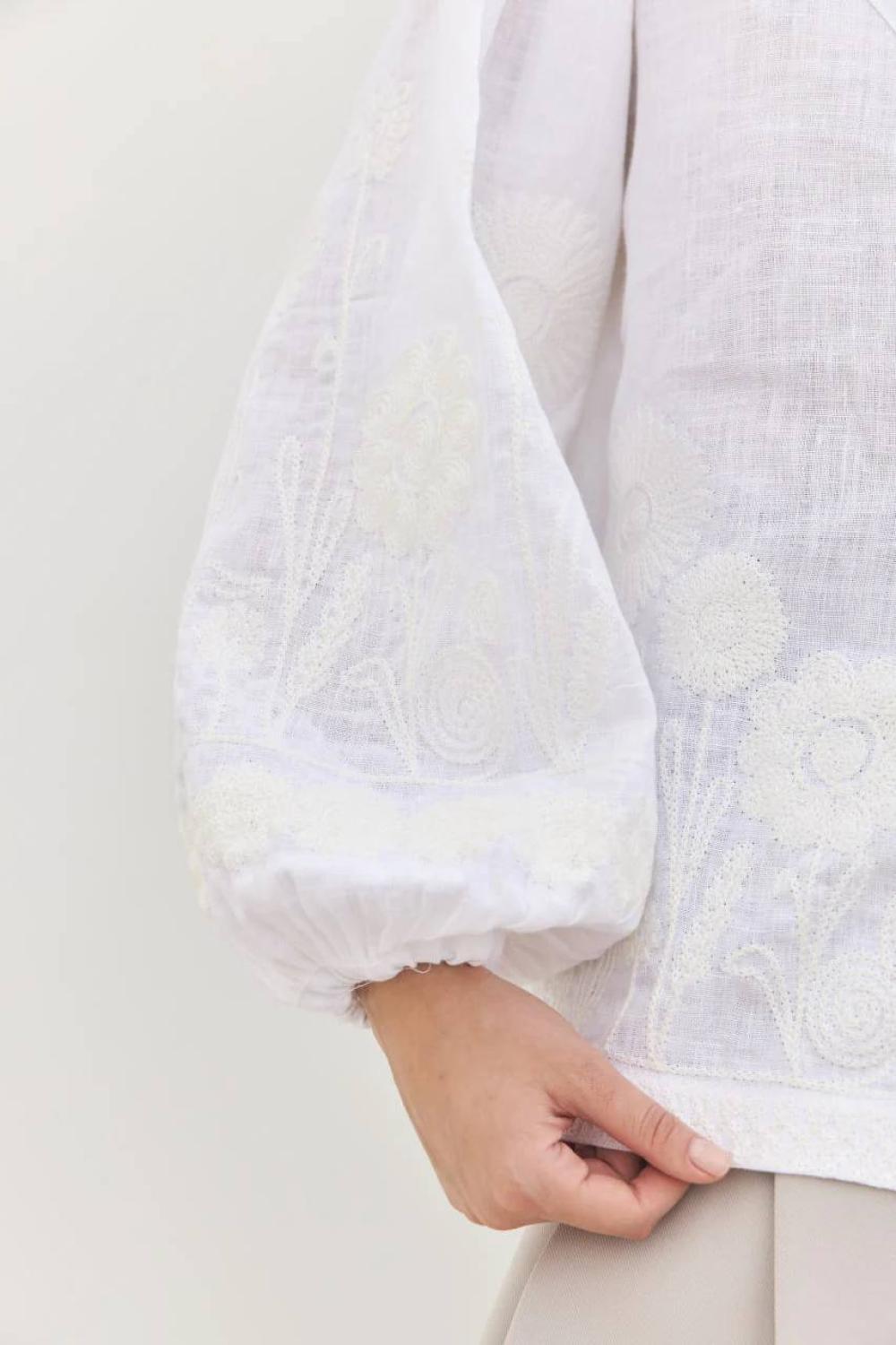 Embroidered women's blouse white on white author's work