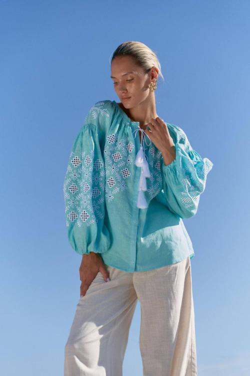 EMBROIDERED GEM women's embroidered linen tiffany