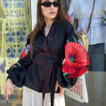 Women's embroidered shirt red poppies from Embroidered Jem