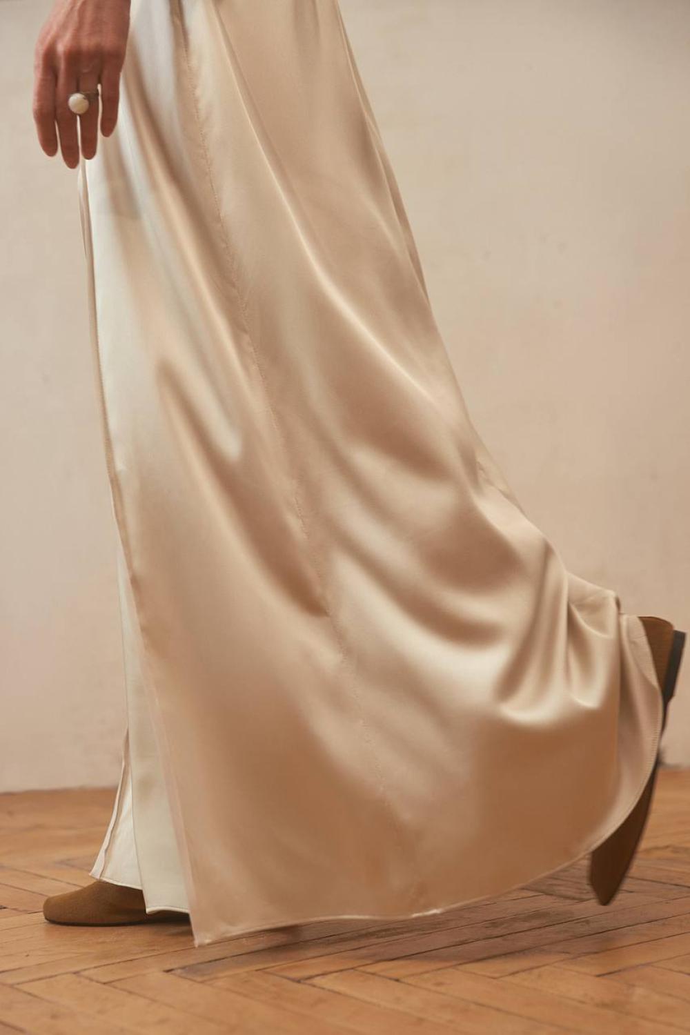 Vanilla satin maxi dress