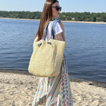 Bag beige from artificial straw L-TO-4017 Moodo