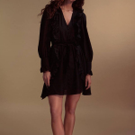 Women's black mini dress with ruffles STIMMA