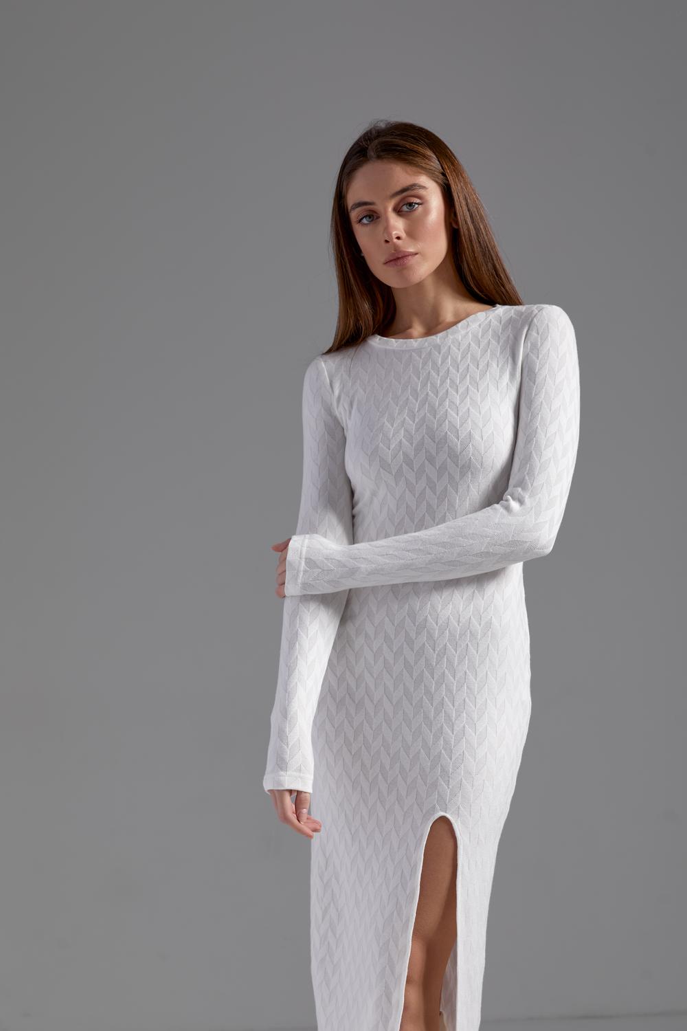 Milk knitted silhouette dress 1418.3 Artmon