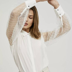 White blouse with transparent sleeves