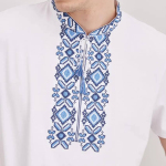 Men's embroidered T-shirt, white and blue