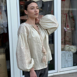 Вишиванка жіноча дизайнерська в бежевому кольорі Бохо EMBROIDERED GEM