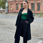 Пальто жіноче на запах кашемірове чорне 260C FINE LINE