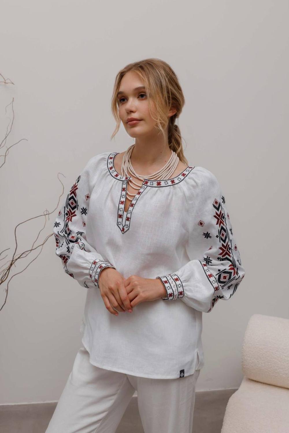 Women's Vyshyvanka Verkhovyna white and pink from Svarga