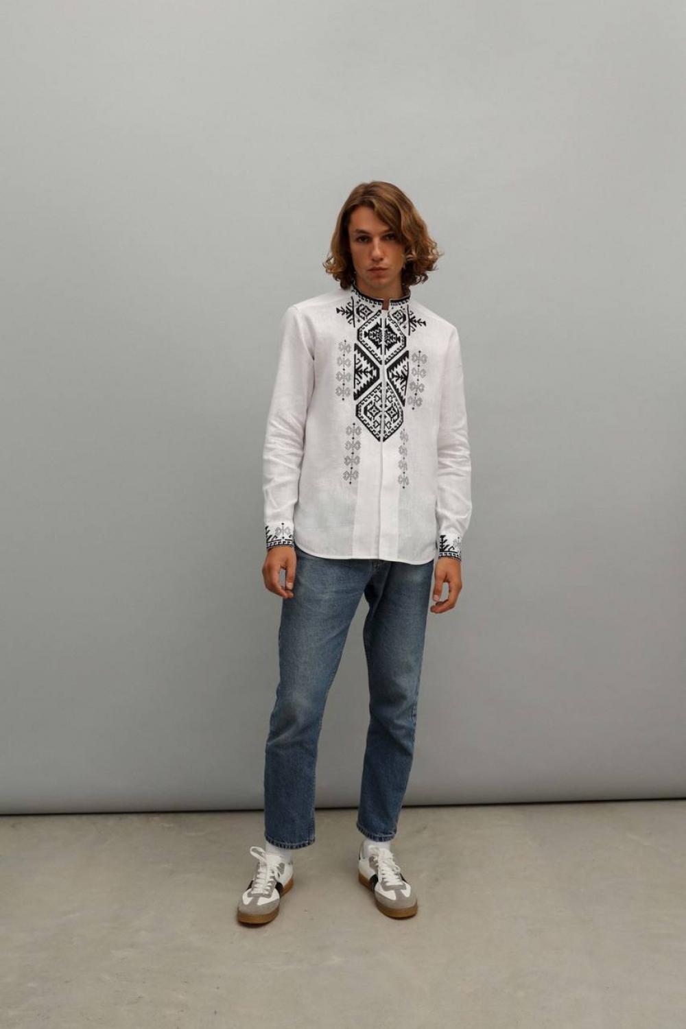 Men's embroidered shirt (vyshyvanka) Gorgana white made of linen