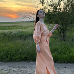 Women's orange MAXA embroidered dress
