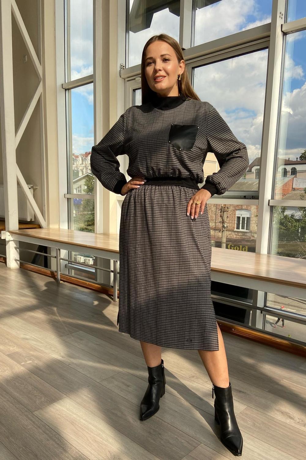 Petro Soroka knitted gray checkered dress