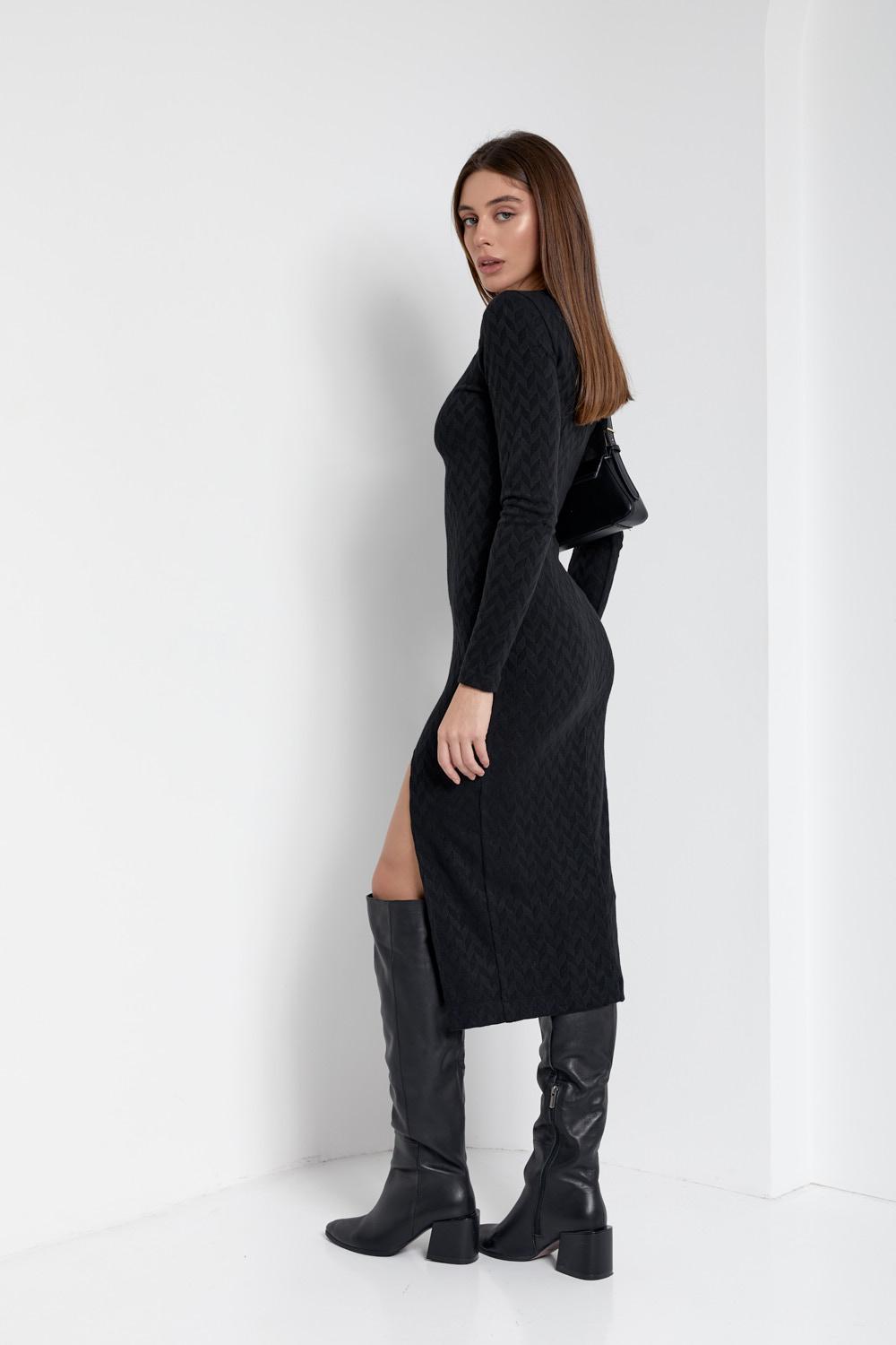 Dress black knitted silhouette 1418.1 Artmon
