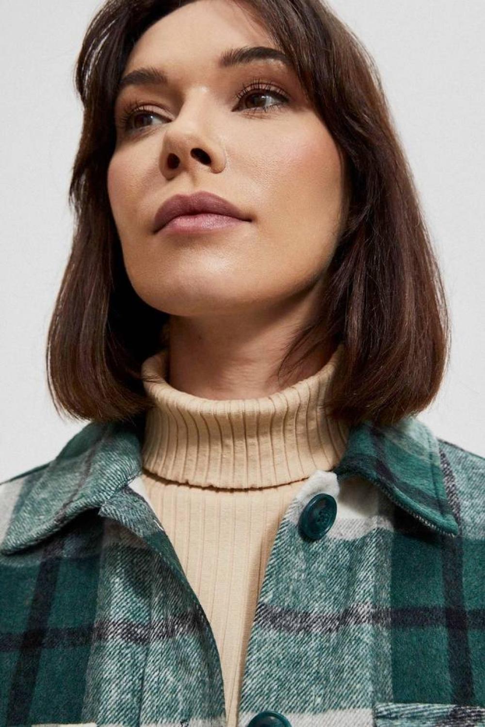 Green checked shirt jacket