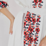 Embroidered dress women's white with red flowers