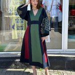Embroidered blue-green dress Gelena EMBROIDERED GEM