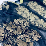 Bomber woman embroidered on a mesh black and blue EMBROIDERED GEM