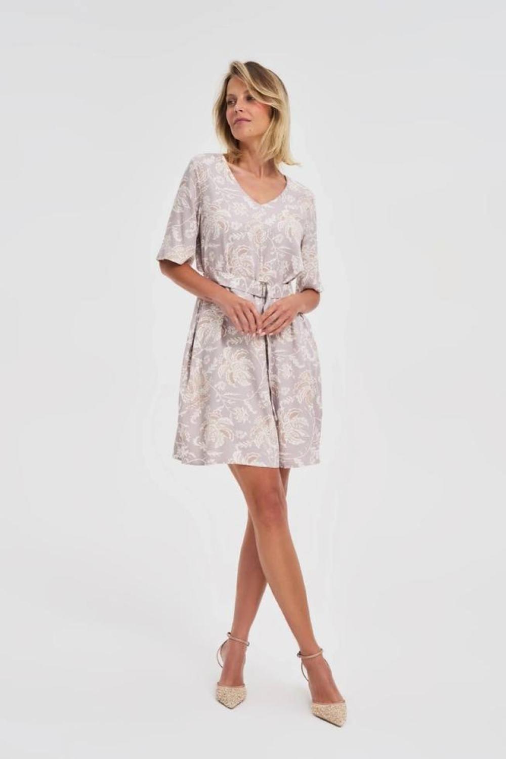 Beige printed summer dress