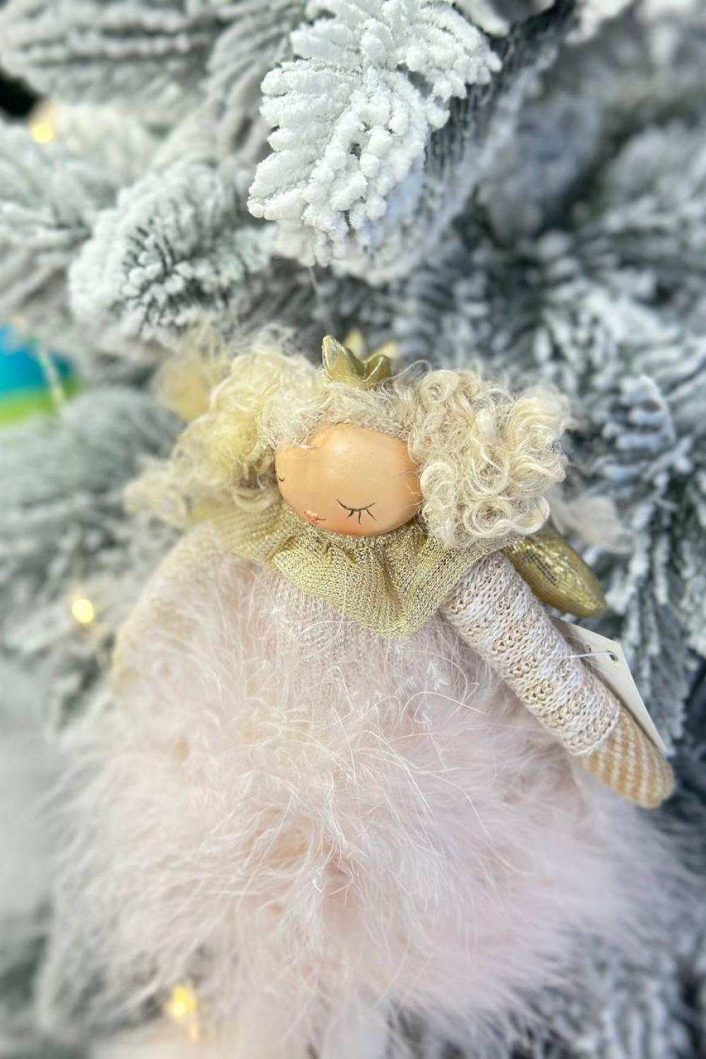 New Year's pendant/Princess girl with pink feathers