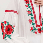 Designer light embroidered blouse with red flowers MAXA