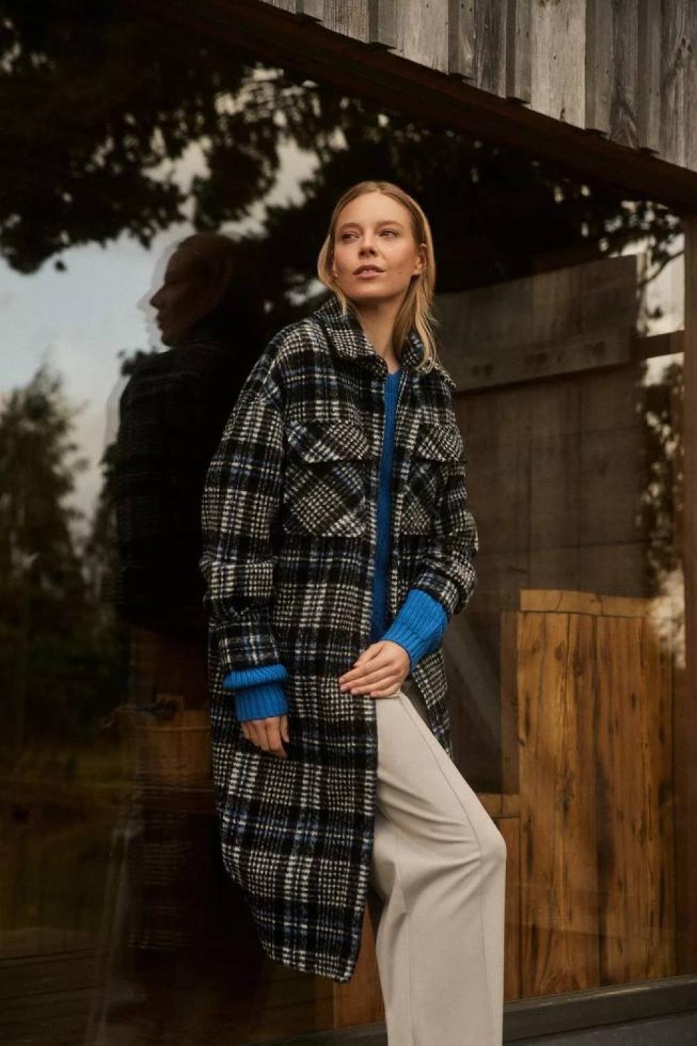 Black checked shirt jacket