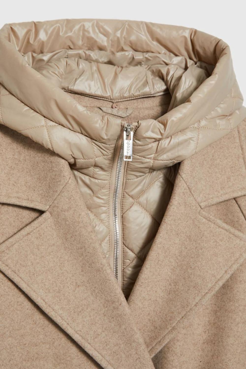Beige women's coat with hood