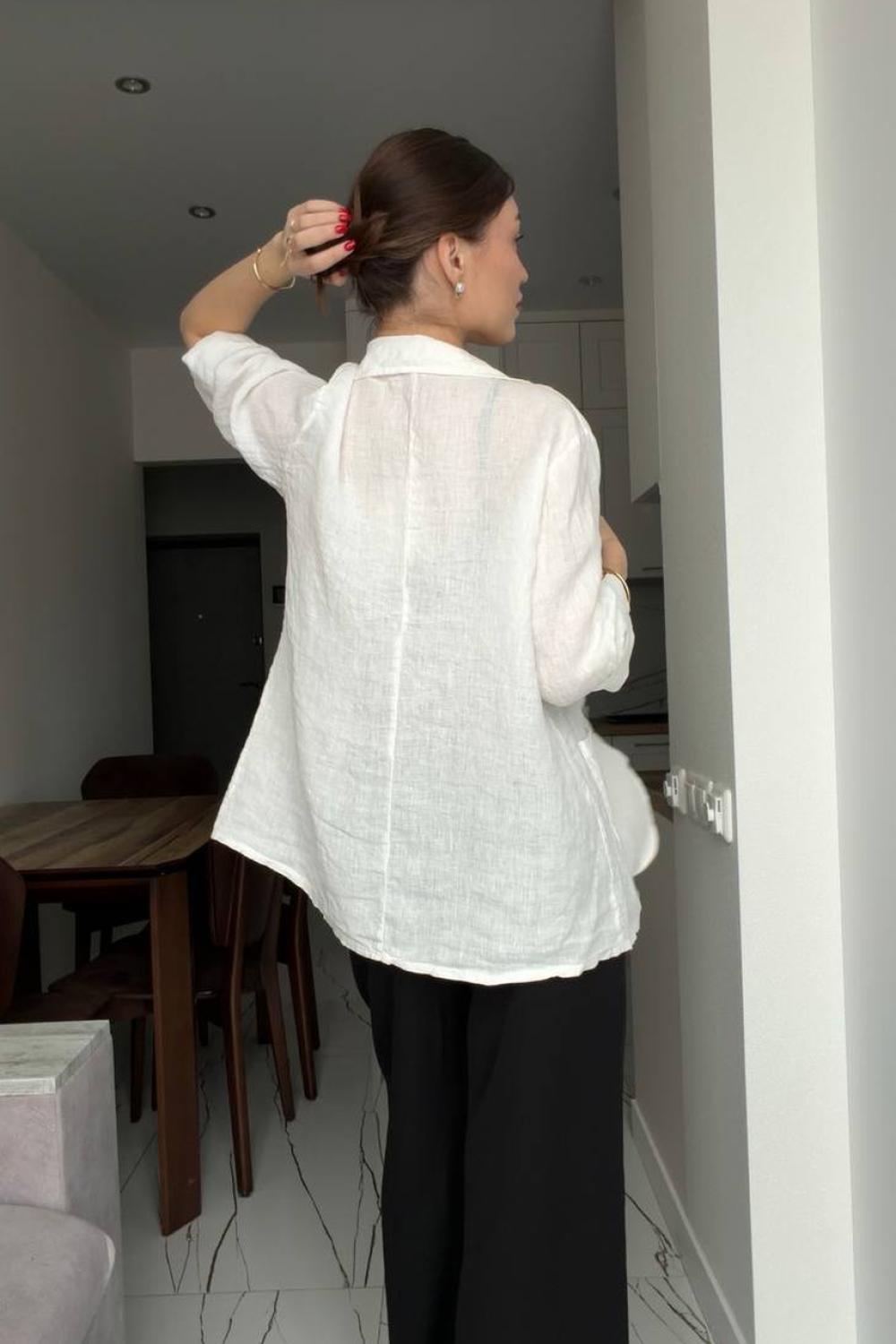 White linen jacket white_long