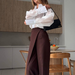 Choco loose-fit pants with a wrap 444_choco