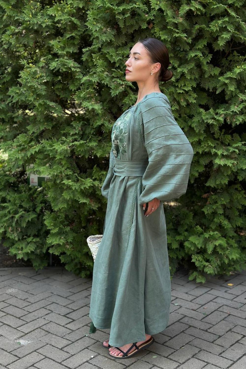 Сукня вишиванка оливкова