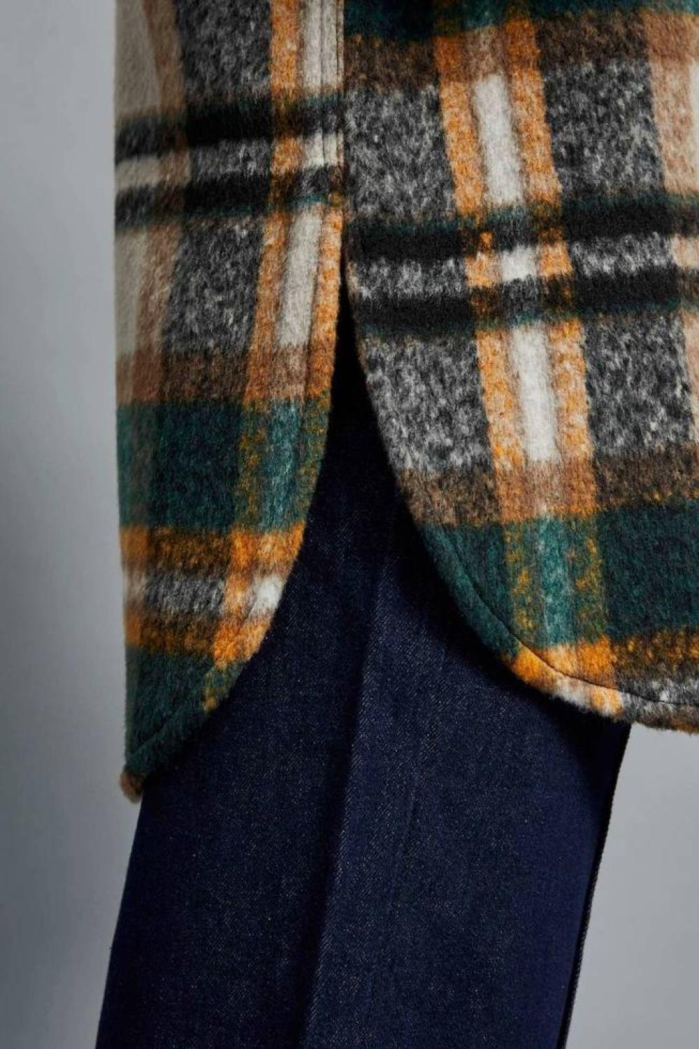 Beige checked shirt jacket