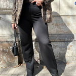 Black insulated straight trousers of large sizes Petro Soroka