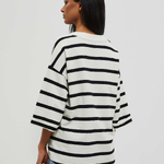 Black and white striped jumper L-BL-4015 Moodo