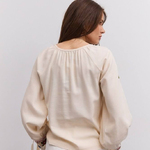 Beige embroidered shirt with red embroidery 35495_red