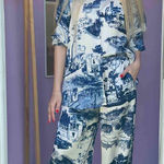 Silk suit milky blue