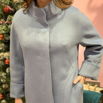 Пальто жіноче вовняне на утеплювачі блакитне Mirella moda