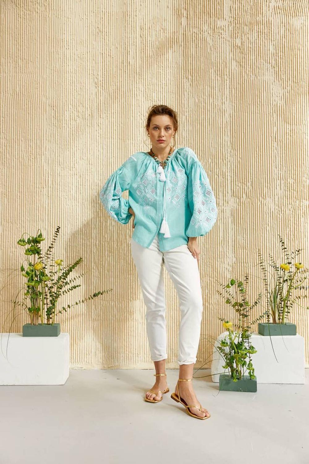 EMBROIDERED GEM women's embroidered linen tiffany