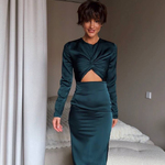 Long green dress with slit 496_smaragd