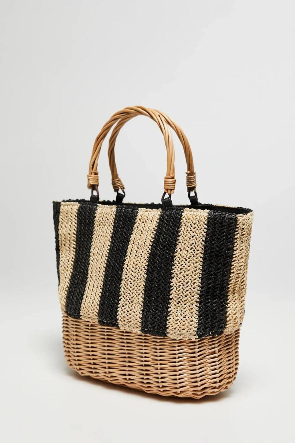 Black and white beach bag