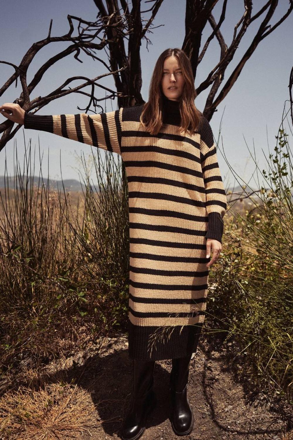 Striped knitted dress