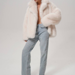 Milk cropped fur coat
