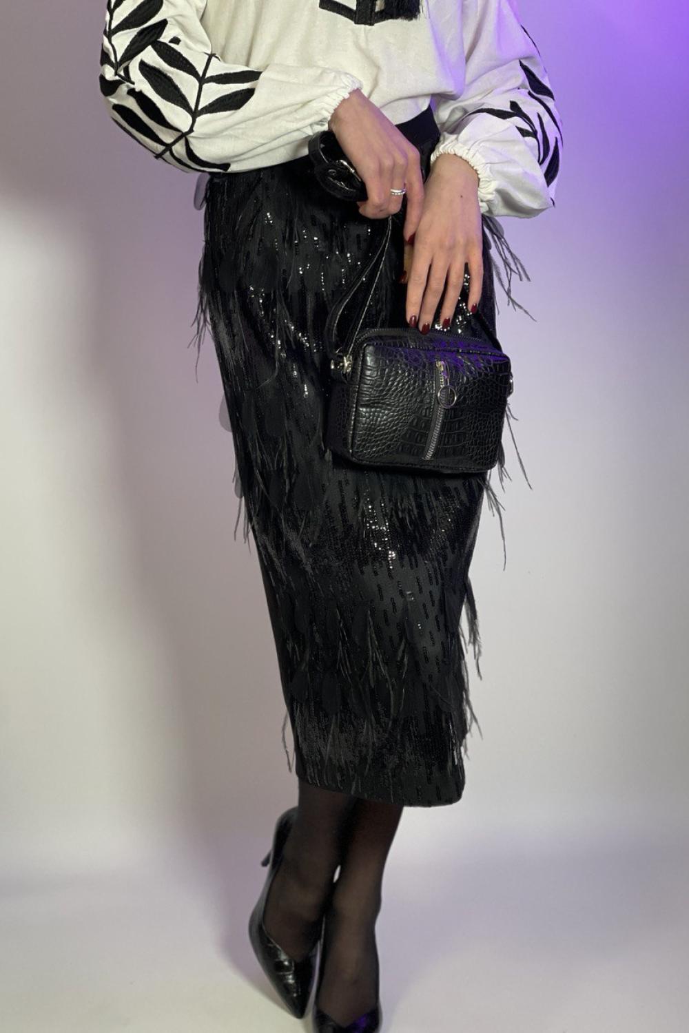 Black skirt with feathers FRIDA NocheMio