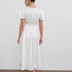 White satin midi dress