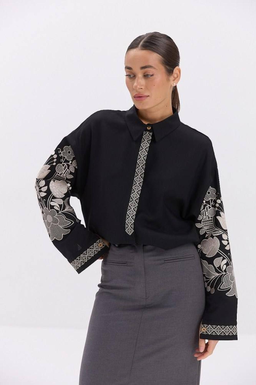 Black embroidery with gold