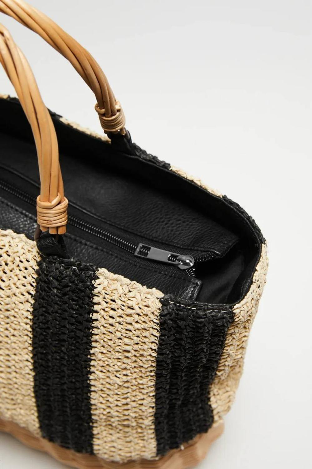 Black and white beach bag