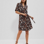 Dress brown in print L-SU-4009 Moodo