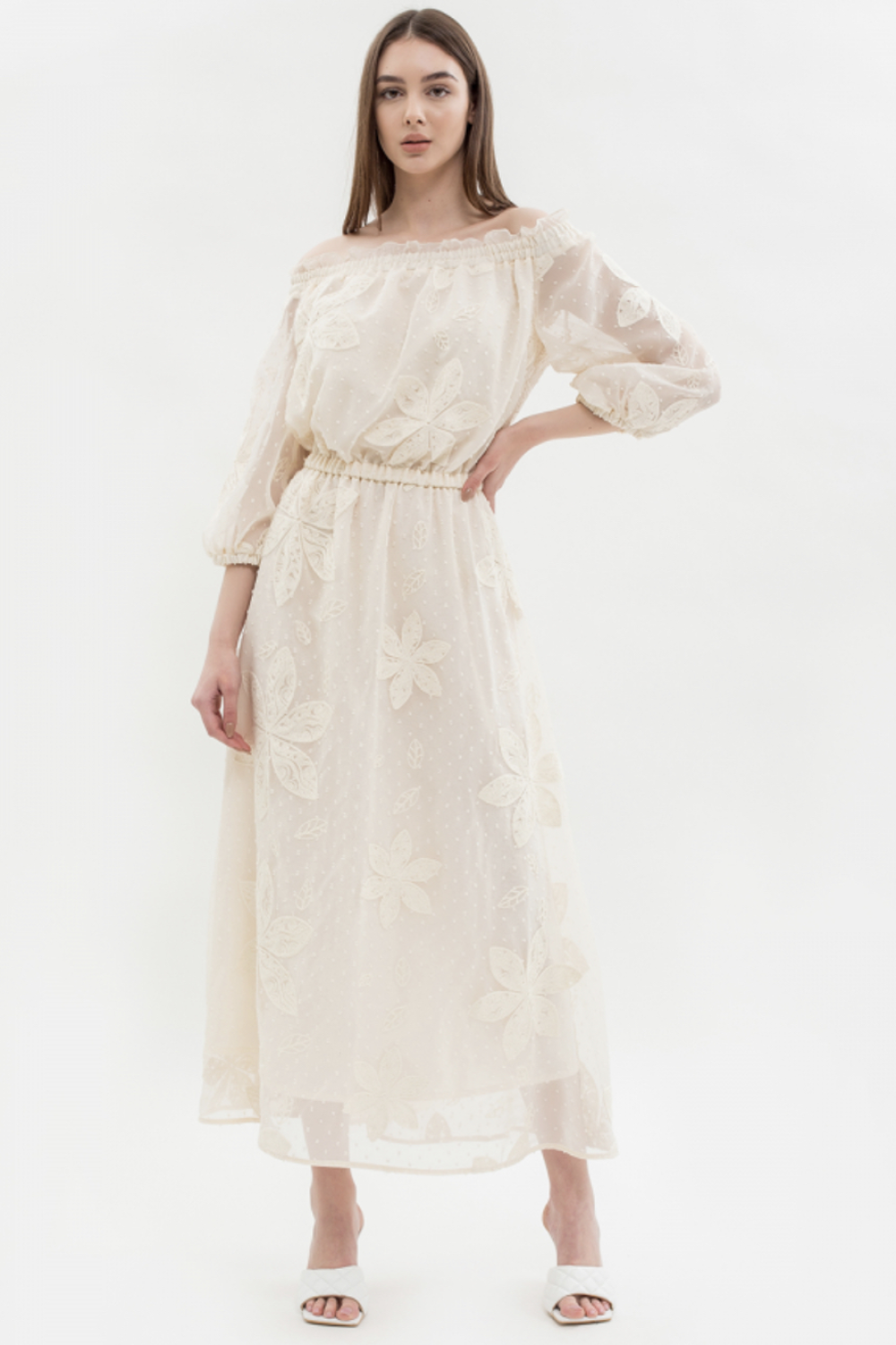 Chiffon dress with embroidery 07061 MAXA
