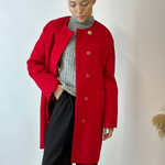 Women's demi-season red woolen coat Mirella moda