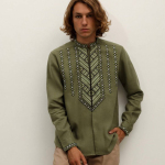 Vyshyvanka men's khaki Mountains Svarga