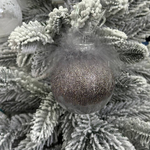 Christmas tree ball 8 cm, transparent in graphite tones of fluff and feather decor