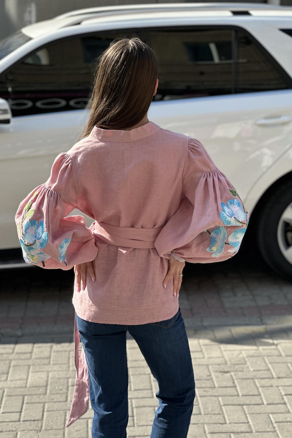Embroidered jacket women's powder linen EMBROIDERED GEM